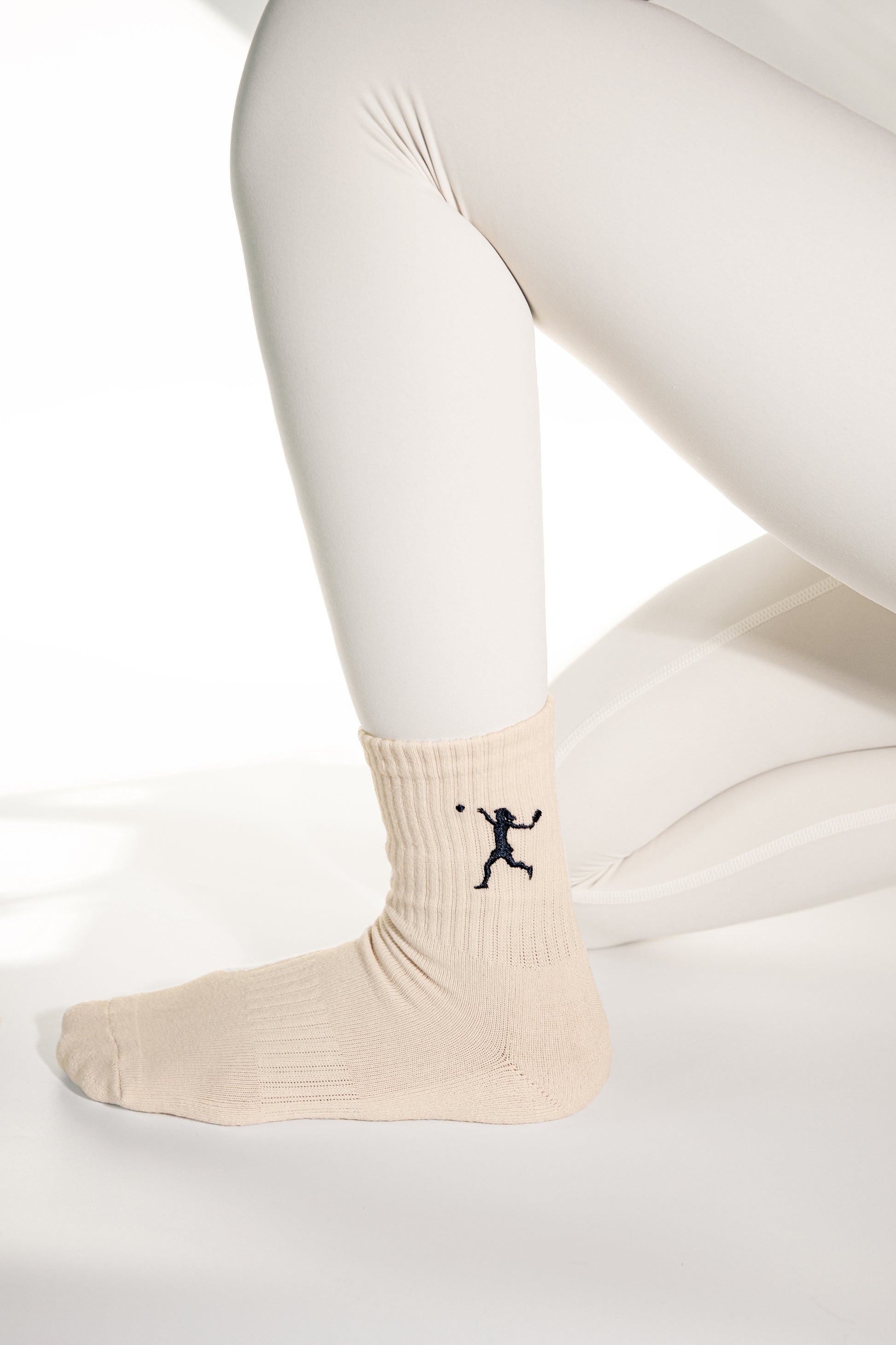Pickleball Court Socks in Bone